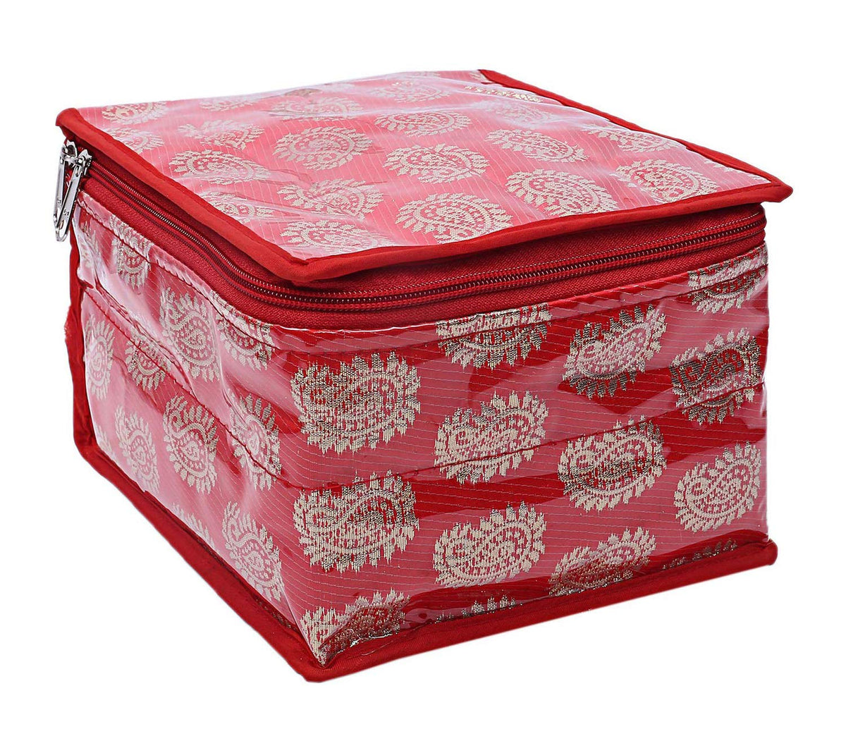 Kuber Industries Brocade Jewellery Box/Organizer with 10 Pouch -CTKTC025989