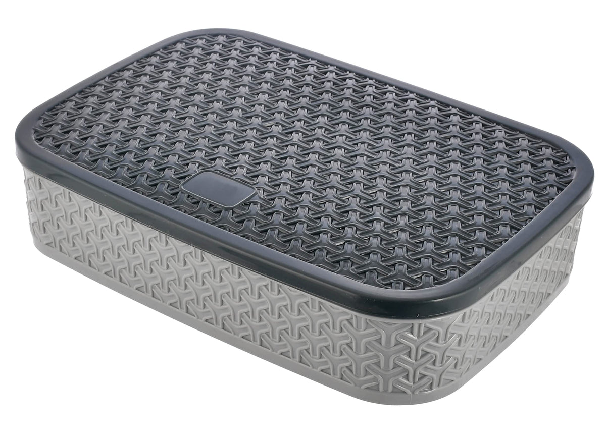 Kuber Industries BPA Free Plastic Food Grade, Odourless, Microwave/Refrigerator Safe Masala Box, Masala Dabba, Spice Container with 6 Containers & 2 Spoons (Grey)