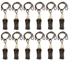 Kuber Industries Beads Beautiful Design Polyester 12 Pieces Curtain Tie Back Tassel Set (Brown) CTKTC33554