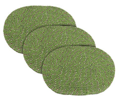 Kuber Industries Cotton Oval Door Mat for Porch/Kitchen/Bathroom/Laundry Room,Pack of 3 (Green) 54KM3954