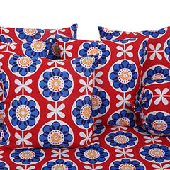 Kuber Industries Circle Design 8 Piece Cotton Diwan Cover Set - Red and Cream