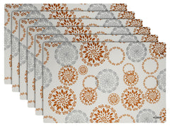 Kuber Industries Design 6 Pieces PVC PVC 6 Piece Dining Table Placemat Set,White, Standard (Hs_37_Kubmart020139, Polyvinyl Chloride)