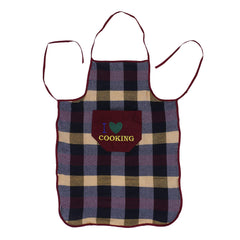 Kuber Industries Checkered Design Cotton Waterproof Kitchen Apron with Front Pocket (Maroon) - CTKTC40373