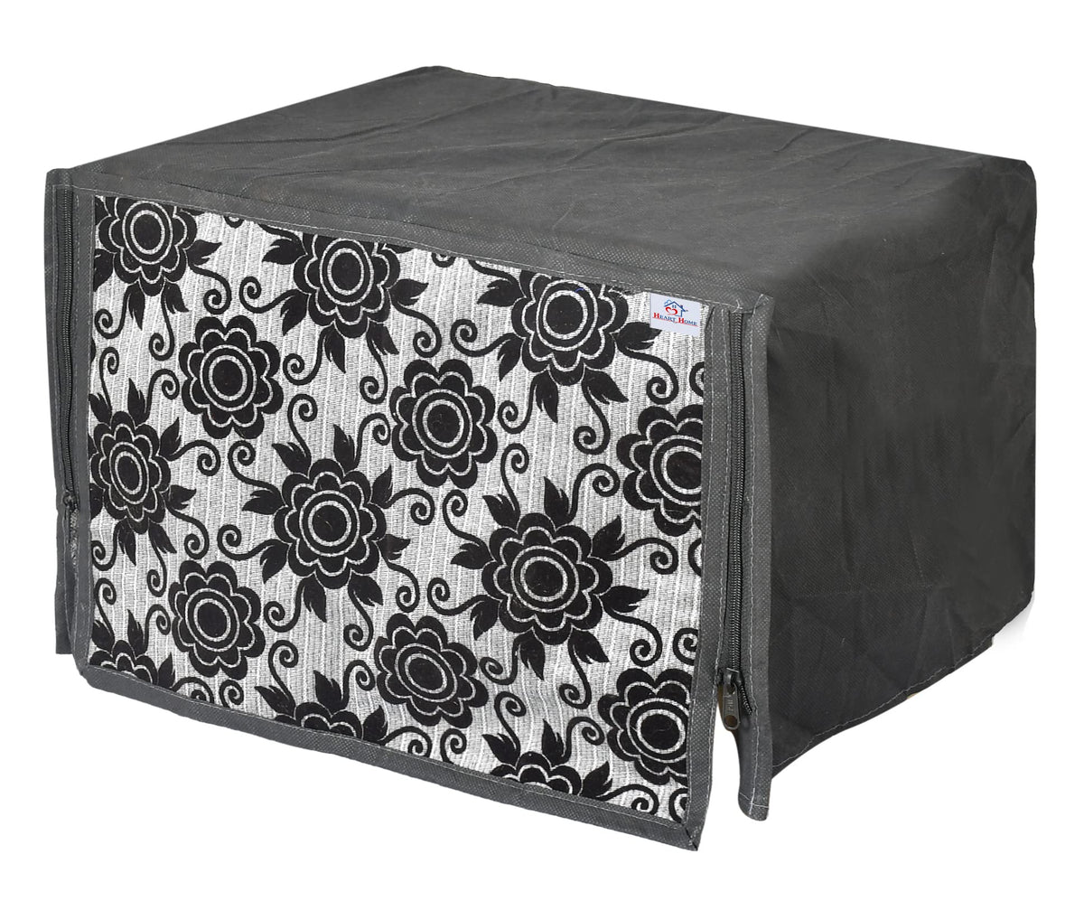 Heart Home Velvet Flower Printed Microwave Oven Cover,30 LTR. (Black)-HS43HEARTH26071