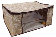 Kuber Industries Flower Design 4 Piece Non Woven Saree Cover, Large, Golden Brown - CTKTC15233