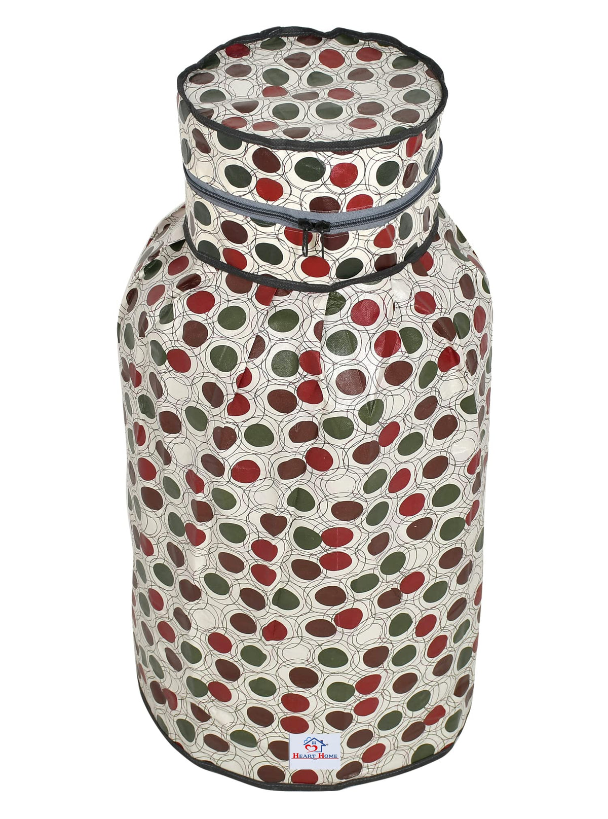 Heart Home Circle Design PVC Lpg Gas Cylinder Cover (Maroon & Cream)-HS43HEARTH25613