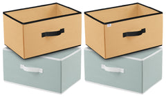 Heart Home Multipurposes Rectangular Flodable Storage Box, Drawer Storage and Cloth Organizer, Pack of 4 (Grey & Brown)-HS40HEARTH23932