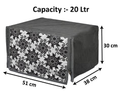 Heart Home Velvet Flower Printed Microwave Oven Cover, Dustproof Machine Protector Cover,20 LTR. (Black)-HS43HEARTH26064