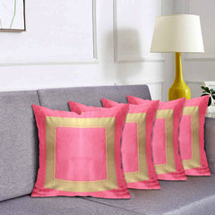 Kuber Industries Dot Print Soft Decorative Square Cushion Cover, Cushion Case For Sofa Couch Bed 16x16 Inch- Pack of 4 (Light Pink)