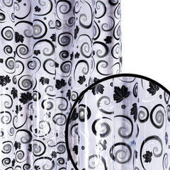 Kuber Industries PVC Spiral Print Door Curtain|AC Curtain Parda for Home Decor with 8 Steel Grommets,7 Feet,(Black)