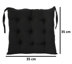 Kuber Industries 4 Pieces Cotton Decorative Fabric Chair pad/Back Support/Seat Cushion with Ties and Handmade Quilting,14" x 14" Inch (Brown) - CTKTC46183