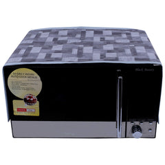 Kuber Industries 3D Checkered Design PVC Microwave Oven Top Cover 20 Liter with Utility 4 Pockets (Grey) - CTKTC40655
