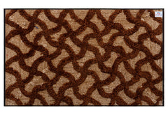 Heart Home Soft, Lightweigth, Washable, Non Slip Doormat Entrance Rug Dirt Trapper Mat Shoes Scraper for Entry, Patio, Porch- Pack of 2 (Brown & Blue)