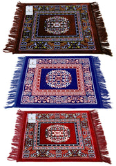Kuber Industries 3 Pieces Velvet Prayer Mat/Aasan/Pooja Mat/Meditation Mat/Multipurpose Velvet Rug Mat 2 Ft X 2 Ft (Brown & Royal Blue & Maroon) CTKTC33961