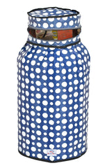 Heart Home Dot Printed Stain/Dust/Water Proof PVC Lpg Gas Cylinder Cover (Blue & White)-HS43HEARTH25622