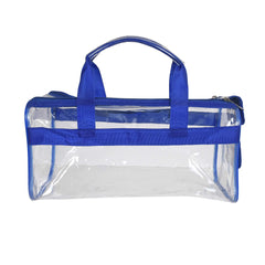 Kuber Industries Large Size 2 Crystal Clear Plastic Cosmetic Bags Travel PVC Vinyl Toiletry Bag, Zipper Large Transparent Waterproof Make-Up Case Organizer Bag (Pink & Blue)