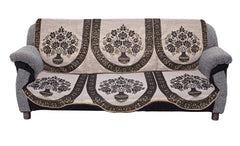 Kuber Industries Flower Pot Design Cotton 6 Pieces 5 Seater Sofa Cover (Coffee)-CTKTC14434