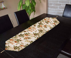 Heart Home Flower Design Machine Washable Cotton Table Runner for Dining Table, 16"x68"inch (Orange)