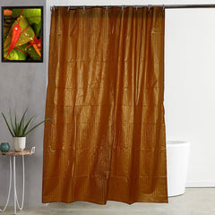 Kuber Industries Self Lining Design PVC Shower Curtain with Hooks - 54"x84", Gold