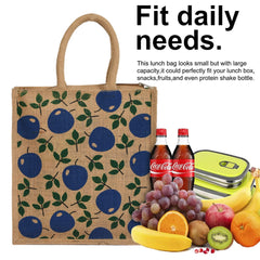 Kuber Industries Fruits Print Jute Reusable Eco-Friendly Hand Bag/Grocery Bag For Man, Woman With Handle (Blue) 54KM4360