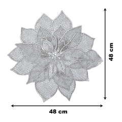 Heart Home Cutwork Design Soft Leather 6 Pieces Dining Table Hexagon Round Placemat Set (Silver) HEART614,Standard