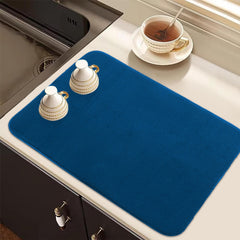 Kuber Industries Dish Dry Mat | Microfiber Drying Mat | Kitchen Drying Mat | Reversible Mat | Kitchen Absorbent Mat | Dish Dry Mat for Kitchen | 50x70 | Pack of 2 | Blue
