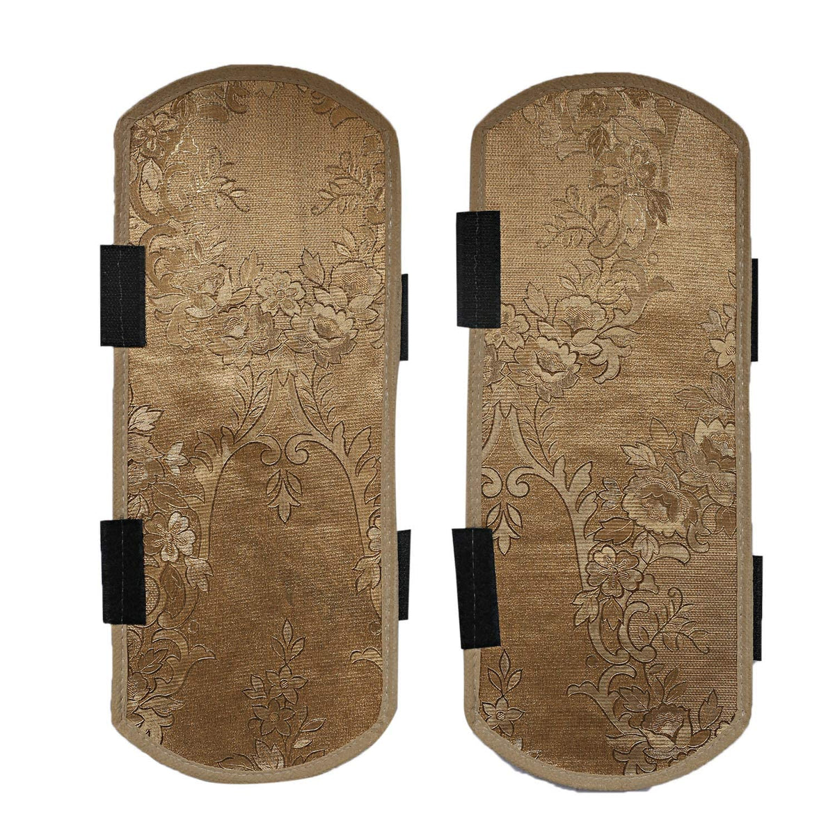 Kuber Industries Floral PVC 2 Piece Fridge Handle Cover Set - Gold