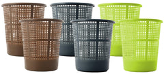 Kuber Industries Plastic 6 Pieces Mesh Dustbin Garbage Bin for Office use, School, Bedroom, Kids Room, Home, Multi Purpose, 5 Liters (Brown & Grey & Green)-KUBMART358