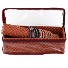 Kuber Industries Polka Dots Design Brocade Hardboard 2 Pieces One Rod Bangle Box (Maroon) -CTKTC38812