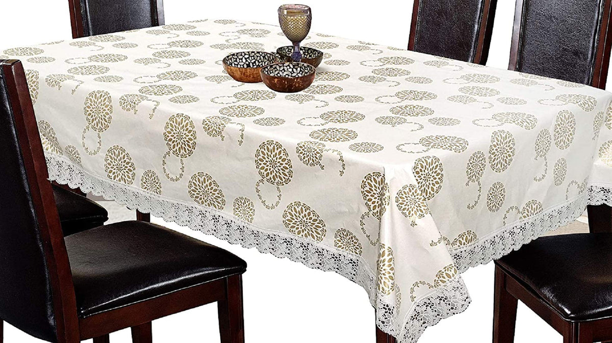 Heart Home PVC 6 Seater Dining Table Cover (White) - CTHH08723