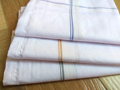 Kuber Industries Lining Design Men's Handkerchiefs|100% Pure Cotton & Pocket Square Hankies|Classic Plaid Pattern Perfect for Gift, Set of 6 (White)