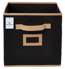 Kuber Industries CTKTC035305 Non Woven Foldable Storage Organiser Cubes Boxes (Black, Small, Large) - 2 Pieces