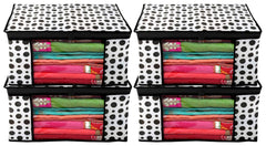 Kuber Industries Saree Covers With Zip|Saree Covers For Storage|Saree Packing Covers For Wedding|Pack of 4 (Black & White)