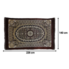 Kuber Industries Carpet|Water Absorption Kalamkari Paisley Pattern Floor Mat|Velvet Sitting Carpet for Hall, Living Room, 5x7 Feet (Brown)