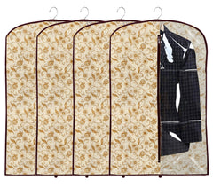 Kuber Industries 4 Pieces Half Transparent Non Woven Men's Coat Blazer Suit Cover (Brown) - CTKTC041416