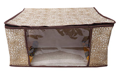 Kuber Industries Flower Design 12 Piece Non Woven Saree Cover, Large, Golden Brown - CTKTC15245