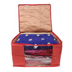 Kuber Industries Cotton 2 Pieces Three Layer Quilted Extra Large Saree Cover (Red)-CTKTC13486