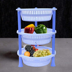 Kuber industries Plastic 2 Pieces 3 Layer Multi-Purpose Kitchen Storage Basket Rack (Blue)-CTKTC25189