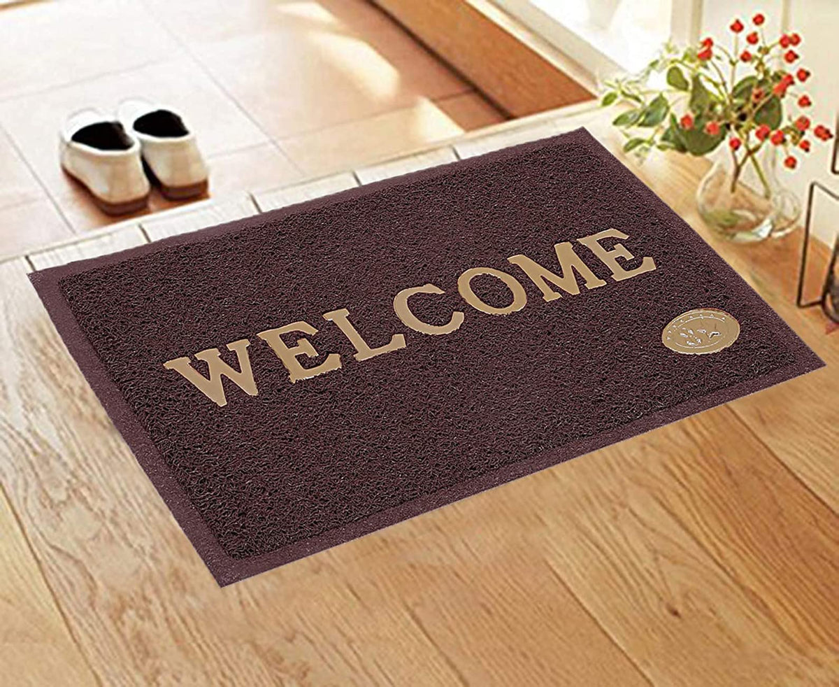 Kuber Industries Doormatturf044 PVC Door Mat (24" x 16", Brown, Standard)