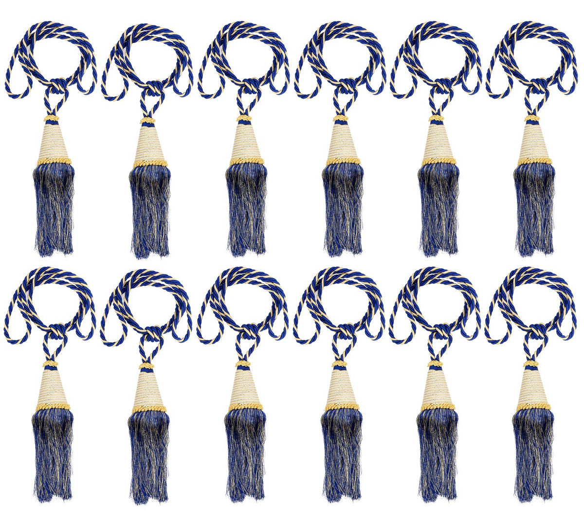 Kuber Industries Beads Beautiful Design Polyester 12 Pieces Curtain Tie Back Tassel Set (Royal Blue) CTKTC33579
