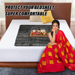 Heart Home Food Mat | Wooden Texture Bed Server | Laminated Bed Protector for Home | Bed Server for Bedsheet | Pack of 2 | 36 Inch | Black