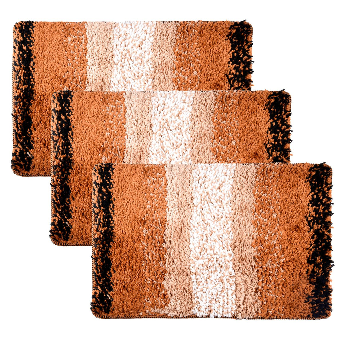 Kuber Industries Door Mat | Dust Trapper Mat | Door Entrance Mat | Anti-Skid Door Mat | Floor Mat for Home Entrance | Golden Patta Rainbow Mat | Entryway Door Mat | Pack of 3 | Cream