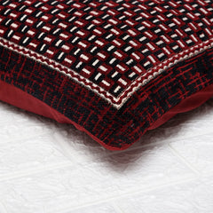 Kuber Industries Cushion Cover | Sofa Cushion Covers | Square Cushion Covers | Velvet Cushion Covers | Shanil Print Couch Cushion Covers | Set of 5 | 16 Inch | Maroon