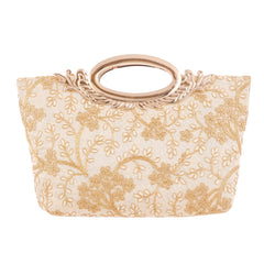 Kuber Industries Embroidered Silk Clutch Ladies Handbag (Cream) - CTKTC022989