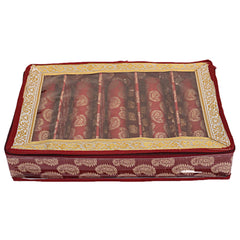 Kuber Industries Brocade Hardboard 5 Rod Bangle Box (Maroon)