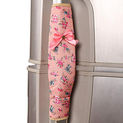 Kuber Industries Bow Design Cotton 2 Piece Fridge Handle Cover - Multicolour