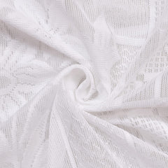 Heart Home Flower Design 7 Feet Door Curtain for Living Room, Bed Room, Kids Room with 8 Eyelet Pack of 2 (White) 52HH3904