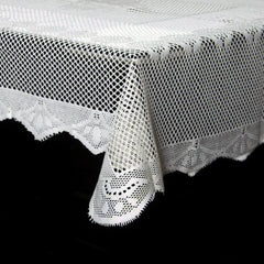 Kuber Industries Cotton 6 Seater Dining Table Cover - White, (Model: DTTDINNEDTT42)