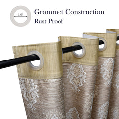 Heart Home Faux Silk Decorative 9 Feet Long Door Curtain | Damask Print Blackout Drapes Curtain with 8 Eyelet for Home & Office, Pack of 2 (Cream)