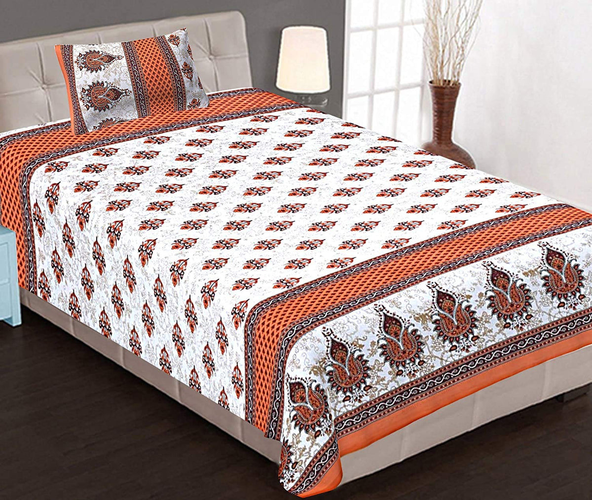 Kuber Industries 100% Cotton 144 TC Single Bed Sheet with 1 Pillow Cover (Pink) -CTKTC13001